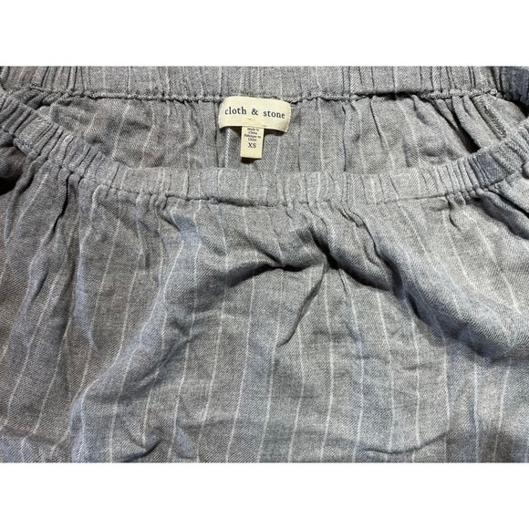 Anthropologie Cloth & Stone Brand Gray/White Striped Flannel off shoulder - XS - Picture 3 of 5